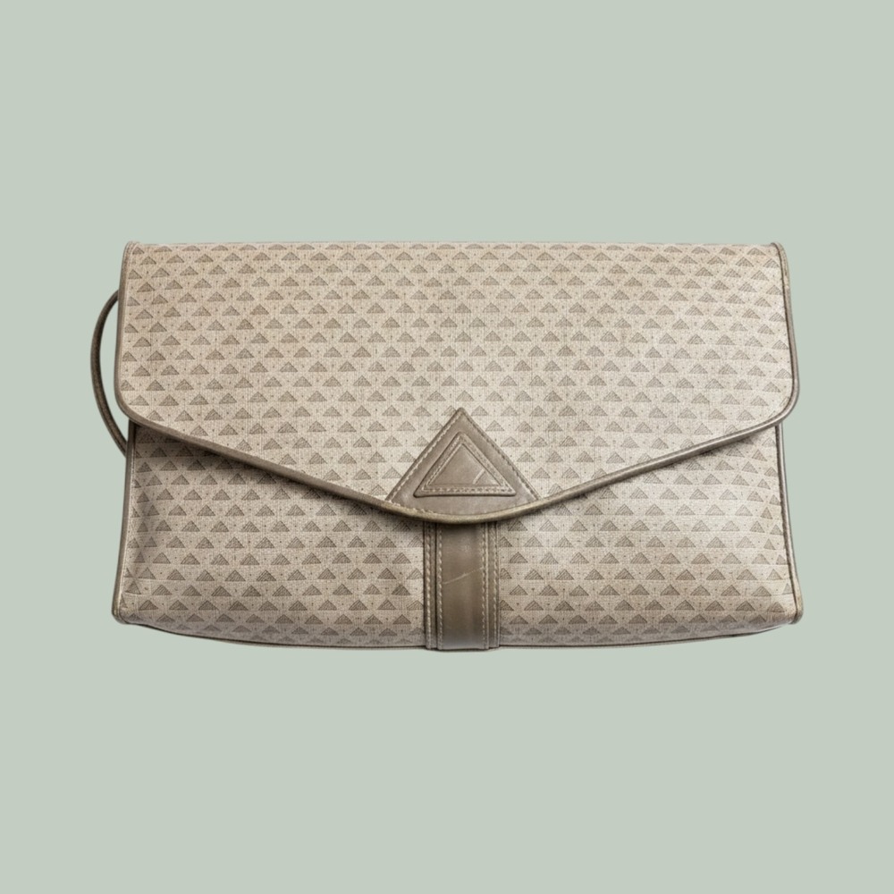 Vintage Liz Claiborne Crossbody Bag OS Tan Leather Trim 1984 Geometric 80s Retro